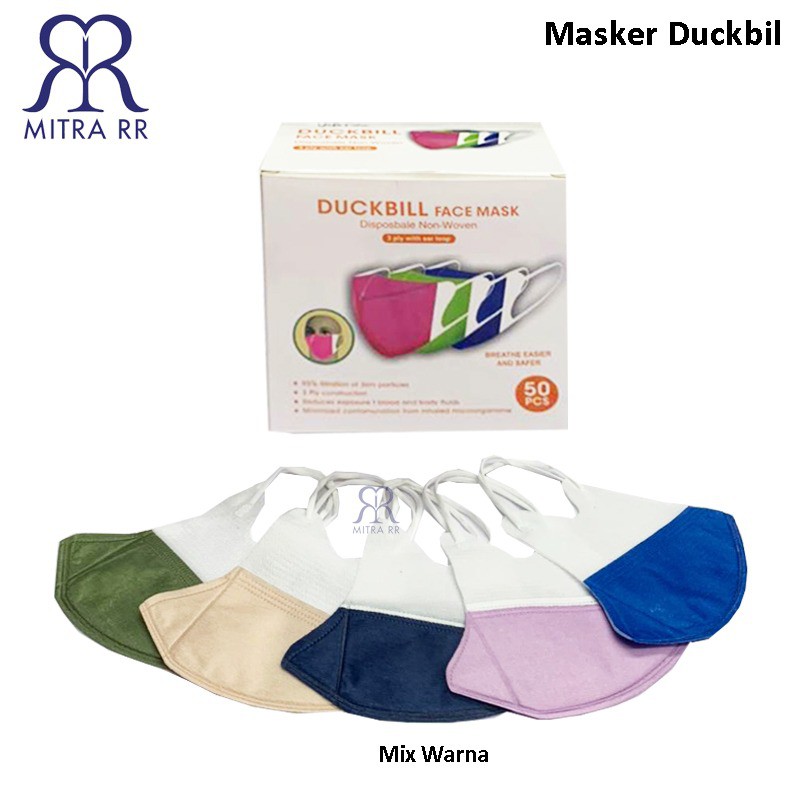 Masker Dukbil Dewasa / Masker Duckbil Putih Hitam 3 Layer