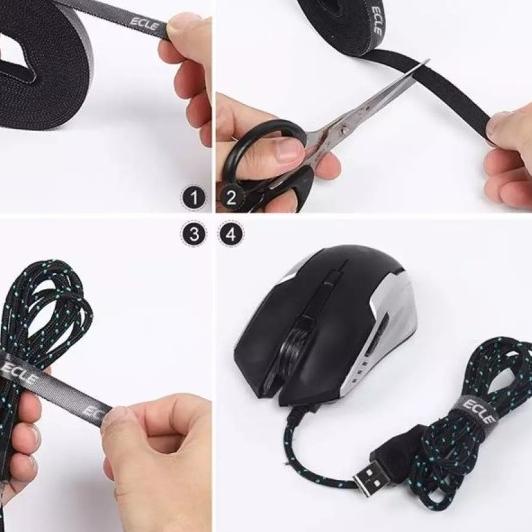 

○ ECLE 5M Pengikat kabel velcro cable manajemen perekat perapih cord ♪