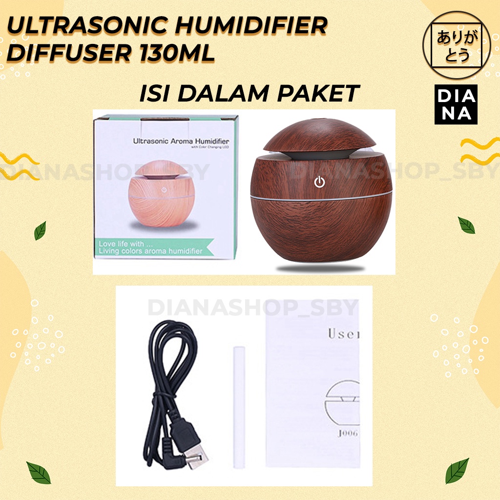 Humidifier Ultrasonic Difuser Diffuser Aromaterapi Aromatheraphy 130Ml Motif Kayu Tanpa Remote