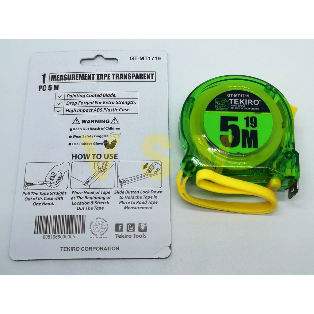 TEKIRO METERAN 5M TRANSPARAN / measuring tape 5m transparan