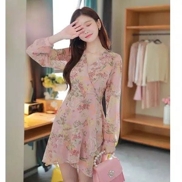dress korean import / maxi korea vintage bangkok impor dres bunga flower floral garden korea terbaru
