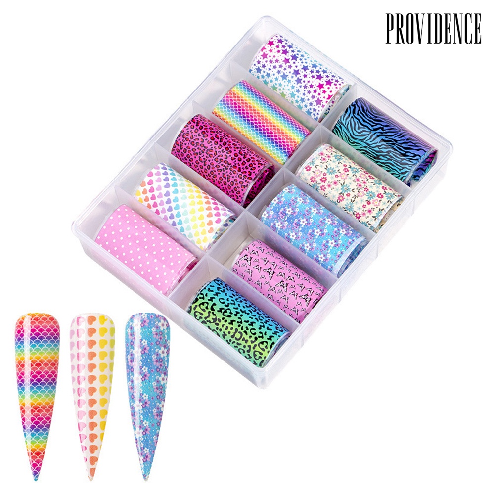 Providence 10 Rolls Starry Flower Leopard Transfer Paper Nail Art Sticker Decal Decoration