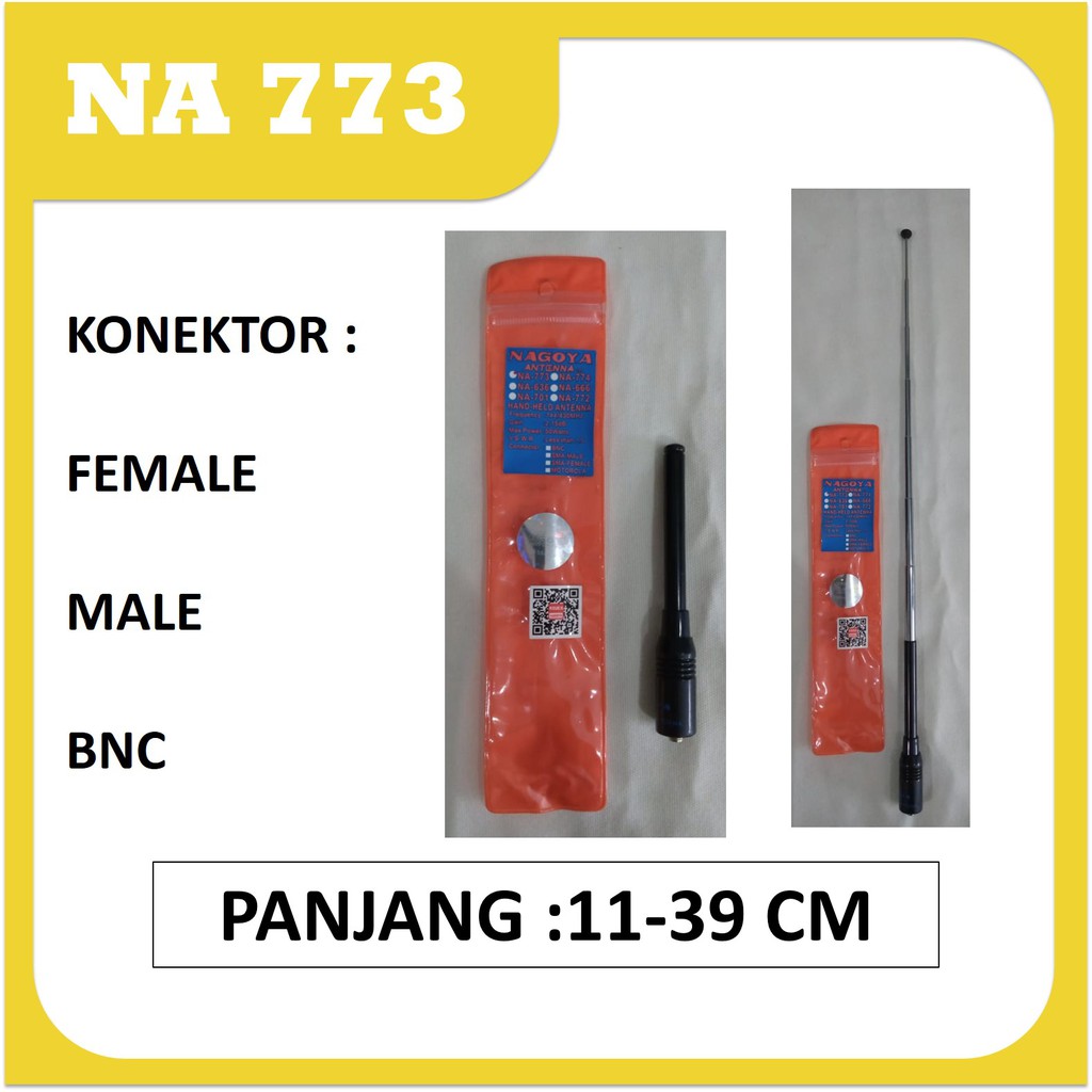 Antena NAGOYA NA773, NA 773 Antenna tarik pendek super stik superstik stick VHF UHF BNC Female male