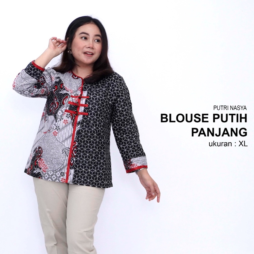 Atasan Batik Blouse Big Size Wanita  Lengkap S-M-L-XL-XXL-3L-4L-5L Model Blus Jumbo Seragam Batik