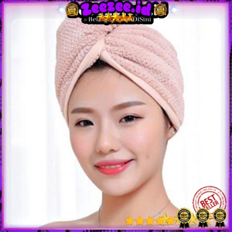 Handuk Pengering Rambut Kepala Hair Wrap Quick Drying Towel - FO60 - Pink