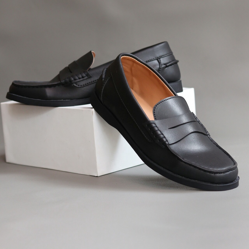 XSHOESBDG.ID Sepatu kasual Pria Fashion Kantor Slip On Kerja Kulit Sintetis
