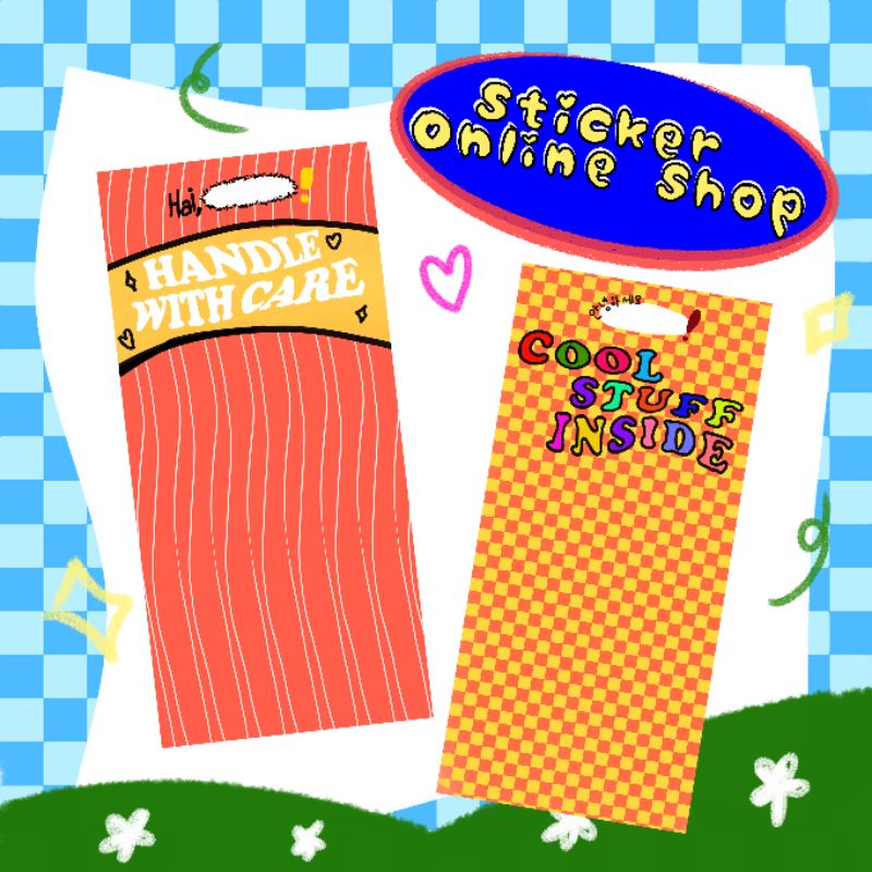 SEGEL BOX PACKAGING OLSHOP / BOX KARDUS STIKER / STICKER LABEL BOX CUTE