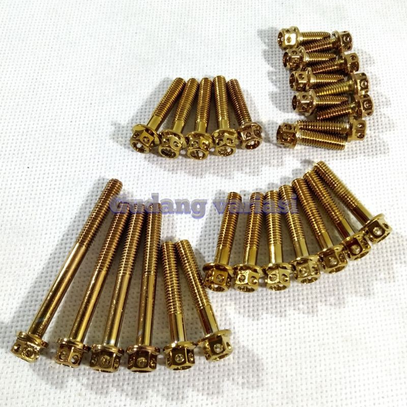 Baut probolt Blok mesin ninja R ninja RR GOLD FLOWER