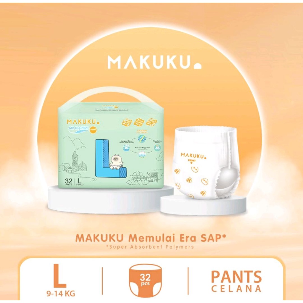 MAKUKU AIR DIAPERS COMFORT+ / POPOK BAYI ANTI GUMPAL/ POPOK SEKALI PAKAI