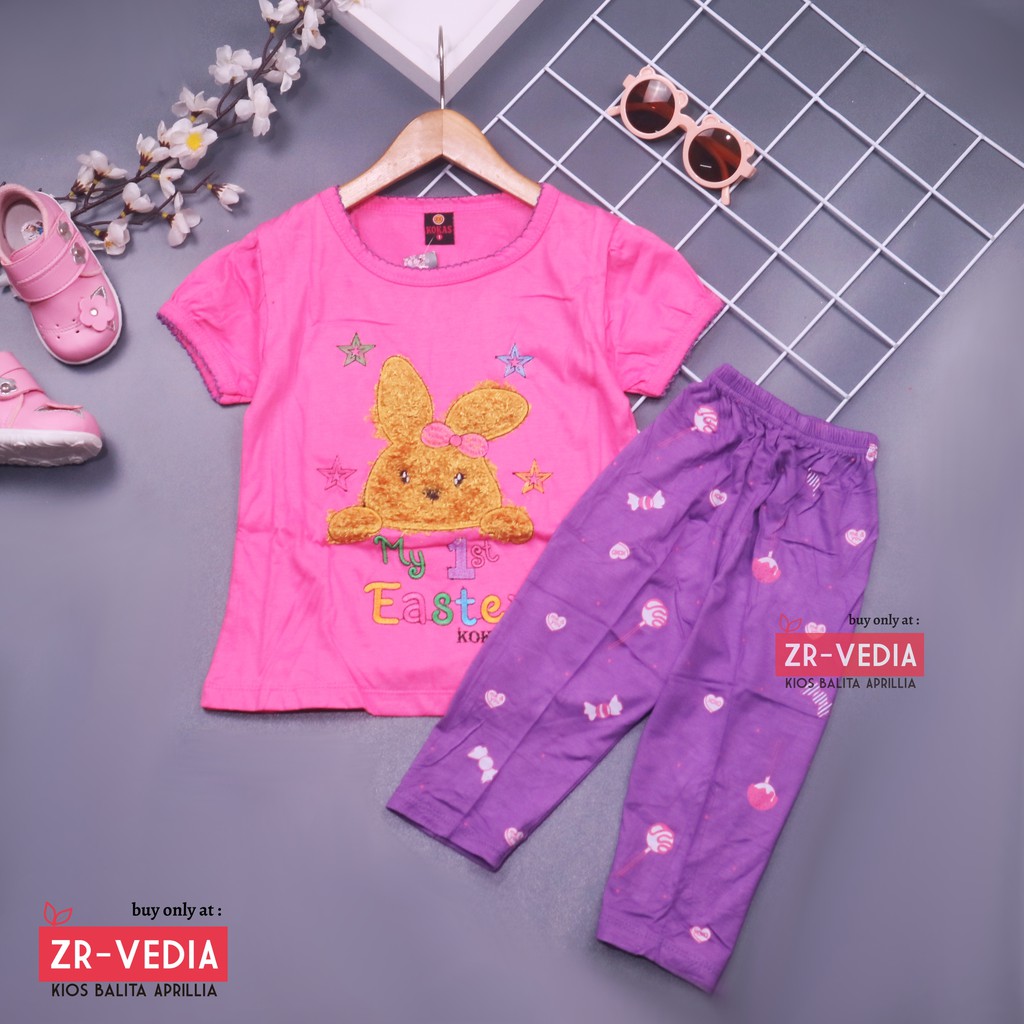 Setelan Olivia uk 2-7 Tahun / Ekspor Quality - Baju Anak Perempuan Kaos Lengan Pendek Celana Panjang kiosbalitaaprilia