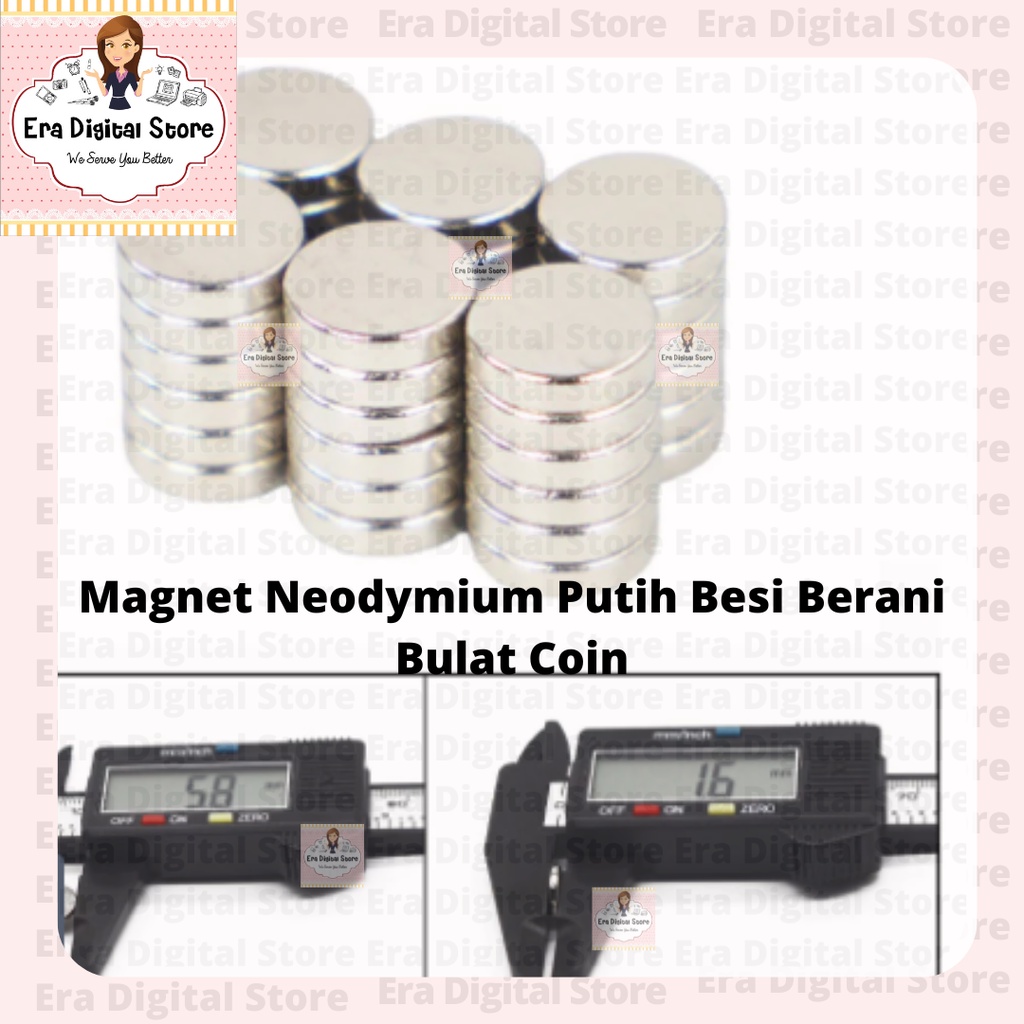 Magnet Neodymium Putih Besi Berani Bulat Coin