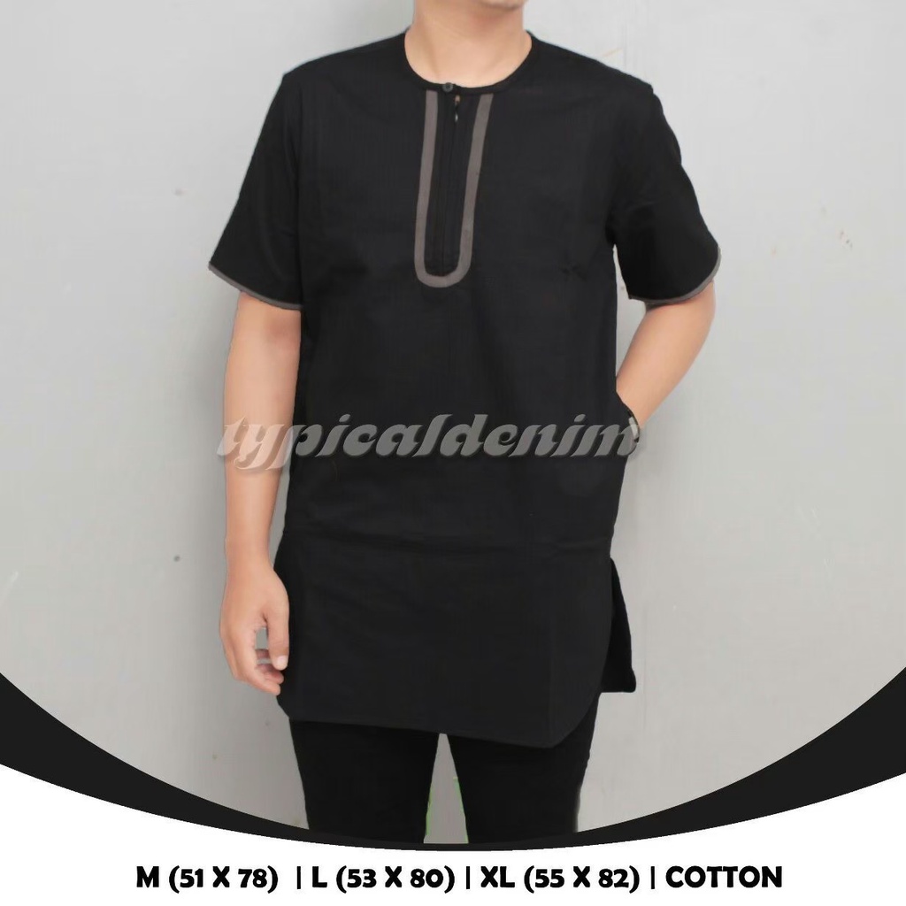 Baju koko kurta original premium ryu _Baju Koko Pria Ryu Mode Resleting Lengan Pendek Pakaian Muslim