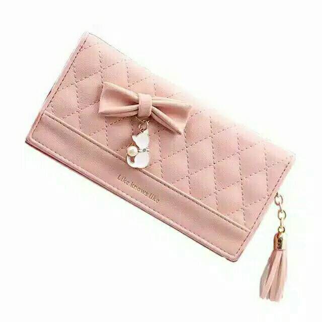 Dompet panjang wanita/dompet Jait gantungan kucing/dompet lipat/ dompet hp dan uang bisa buat kartu