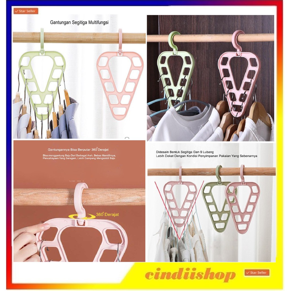 Gantungan Baju Bentuk Segitiga Hanger Gantung Pakaian Lemari Isi Muat Banyak