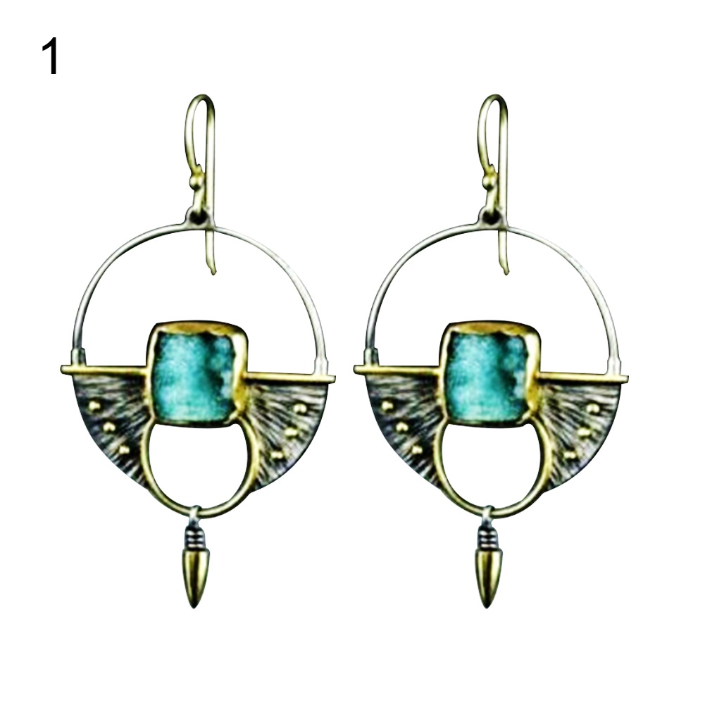 Hu Hu Hu Hu Hu Alat Bantu Pasang Kacamata♡ Anting Kait Gantung Wanita Desain Bulat Hollow Hias Moonstone Imitasi Gaya Vintage Untuk Hadiah