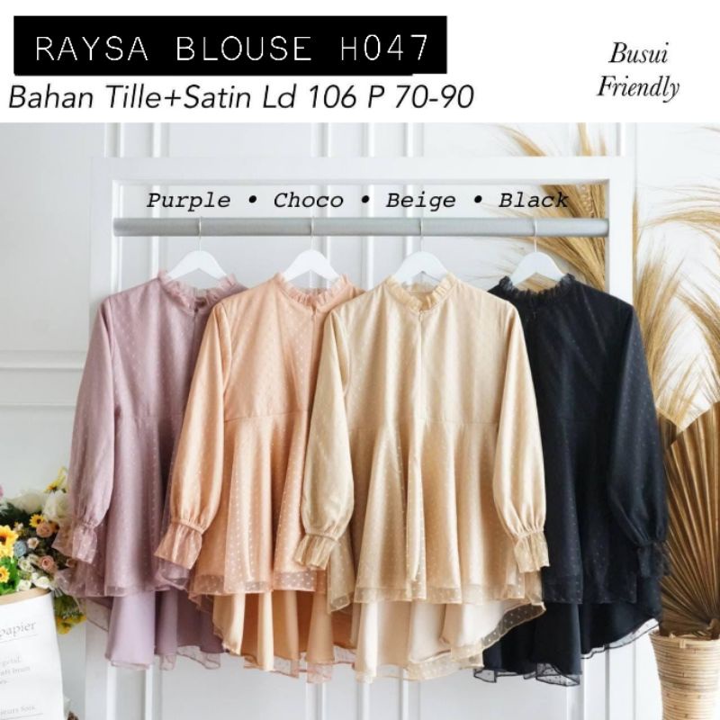 Raysa Blouse Atasan Wanita Tile Dot / Atasan Wanita Lengan Panjang Busui Friendly