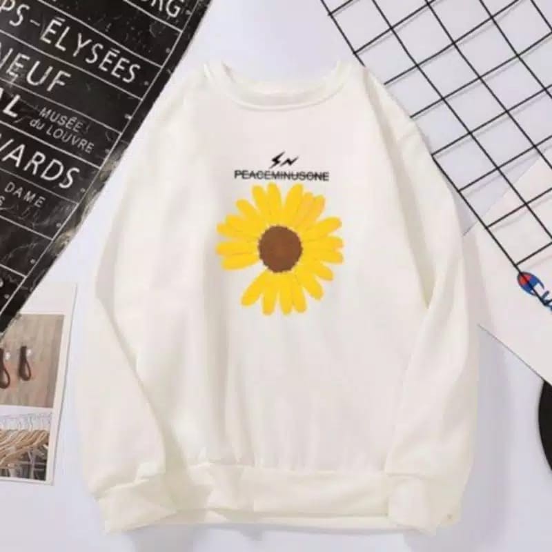 ONE DAISY BIG SUN FLOWERS BASIC CREWNECK SWEATER OBLONG