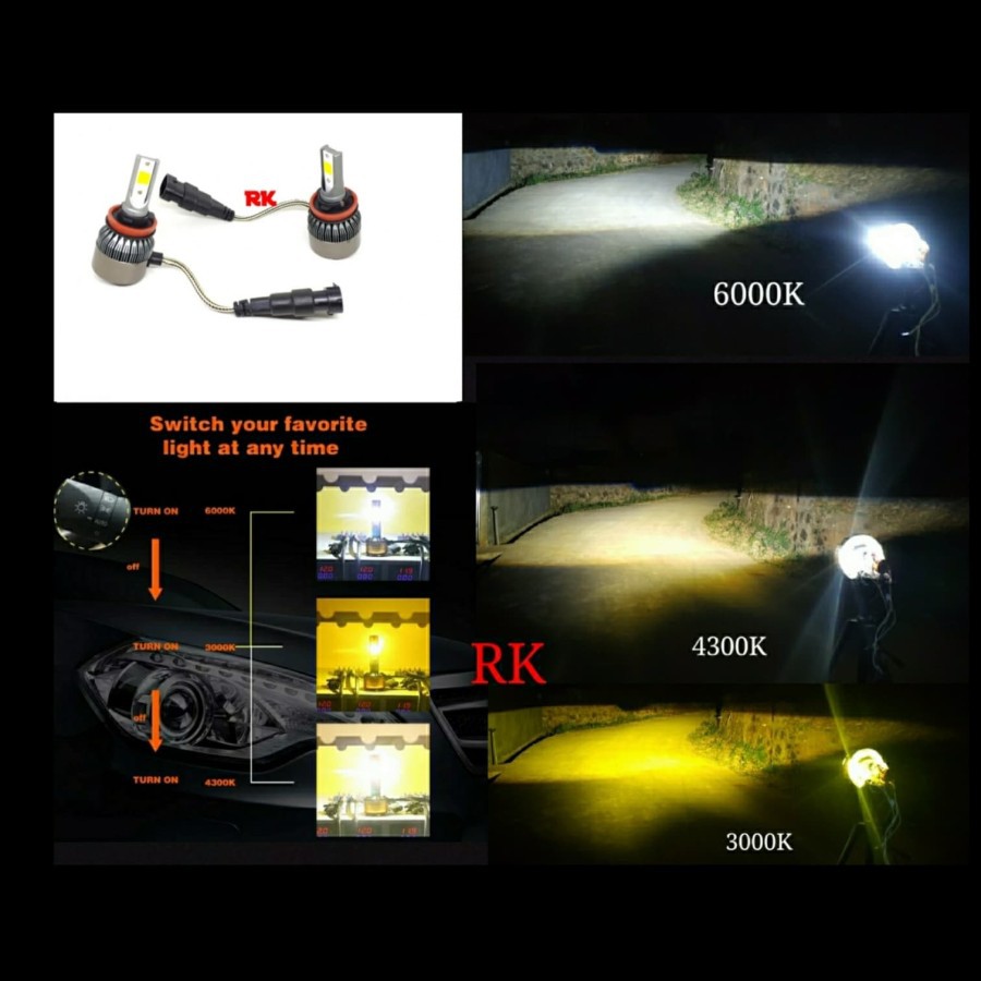 LAMPU FOGLAMP LED H16 H11 FOGLAMP TIGA WARNA NEW RUSH PNP GARANSI