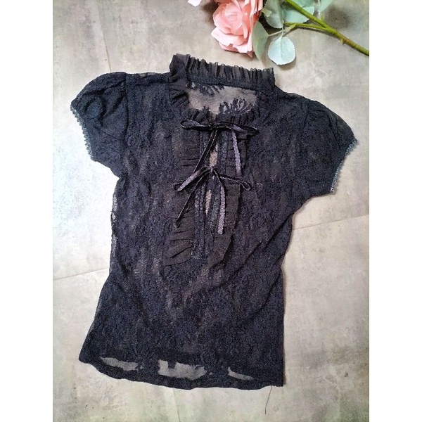 blus brokat Hitam premium