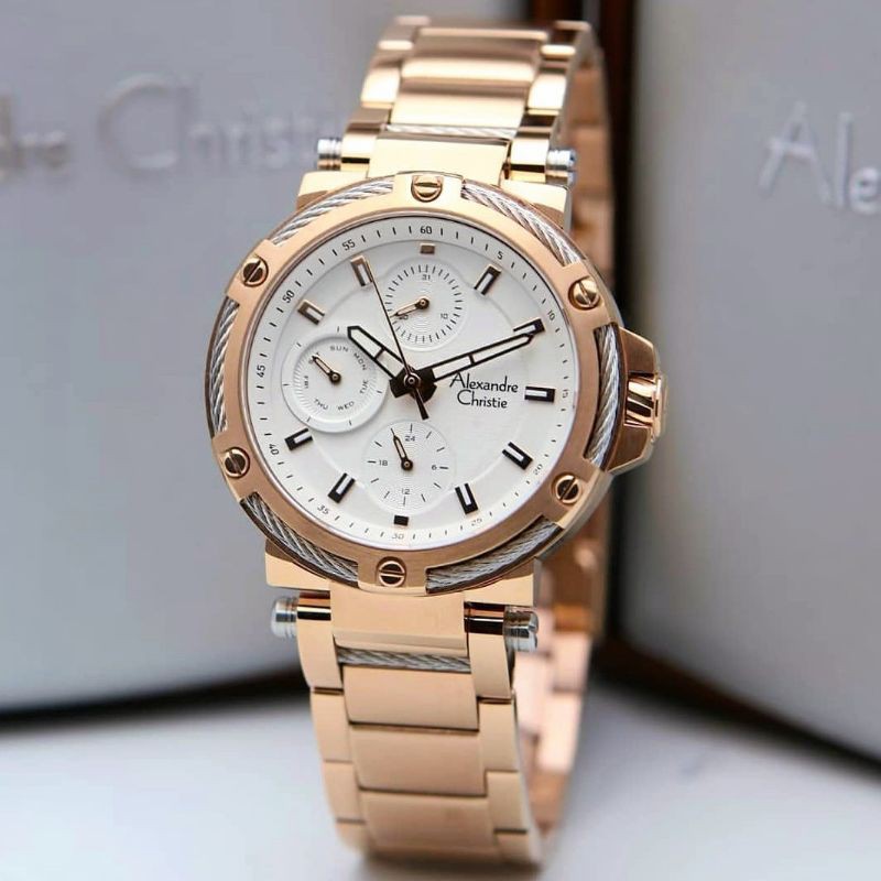 Jam Tangan Wanita Alexandre Christie Ac 6561 Bf Rose Gold Original Fashion Wanita