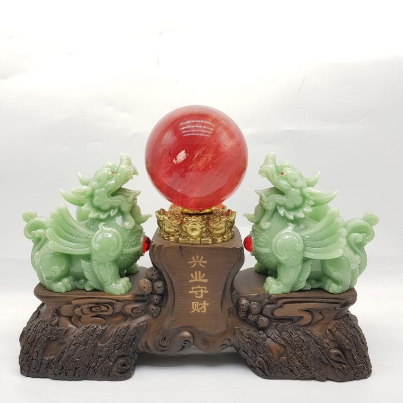 Patung hiasan pajangan qi lin JS2122 giok fengshui