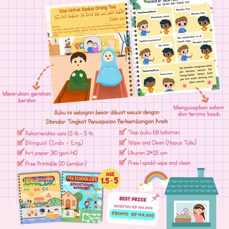 PRESCHOOLERS Summary And Educational BOOK - preschooler workbook - worksheet