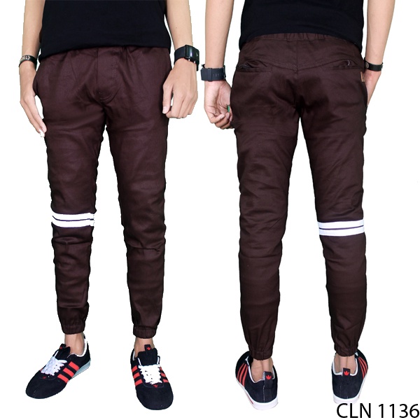 Celana Joggers Strip Panjang Naruto - Coklat Tua - CLN 1136