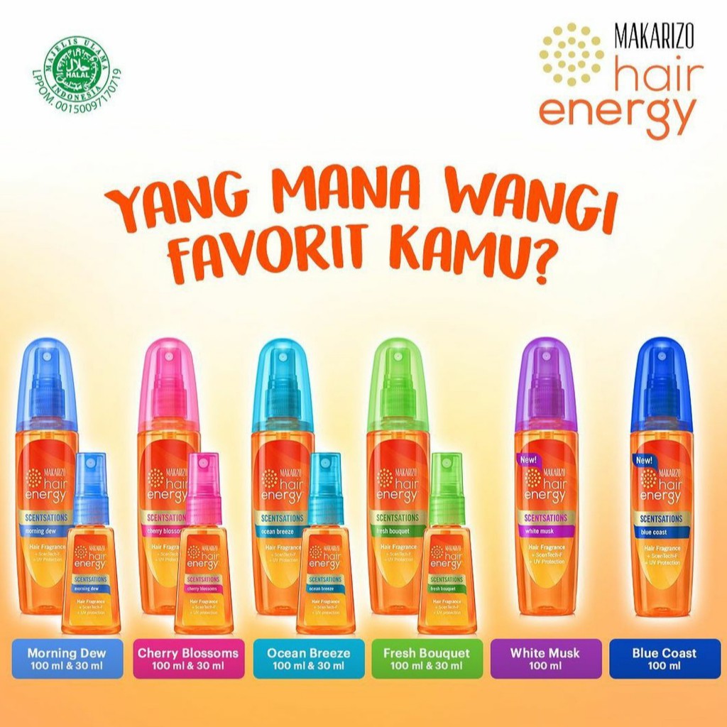 [MURAH] MAKARIZO Hair Energy Scentsations Hair Fragrance 30mL 100mL | Parfum Rambut Mist Perfum