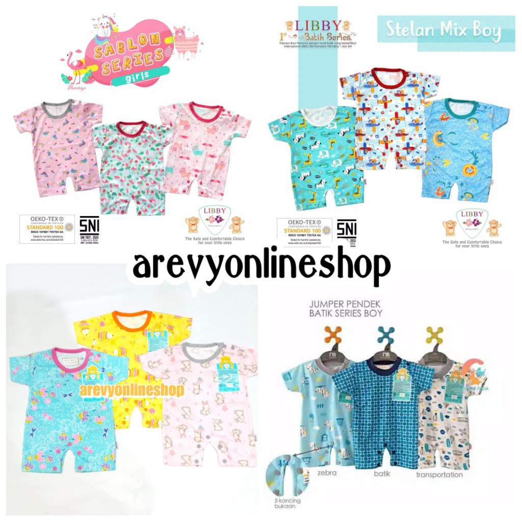  Baju  Kodok  Segiempat Libby Romper Motif Terbaru Newborn 