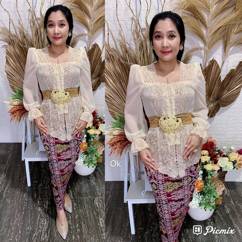 kebaya jadi bordir motif bunga