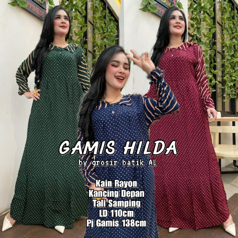 GAMIS NUNA GAMIS RAYON KAIN TEBAL BATIK MOTIF KEKINIAN BUSUI FRIENDLY BAHAN HALUS ADEM