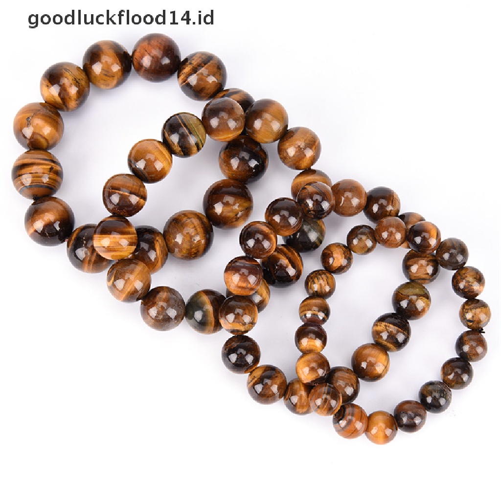 [OOID] Natural Tiger Eye Stone Lucky Bless Beads Men Woman Jewelry Bracelet Bangle Chic ID