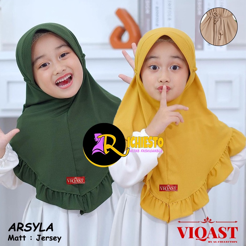 Jilbab Anak Bergo Pet Ropel ARSYLA 3-7 Tahun Tali Kepang Ulir Original Viqast