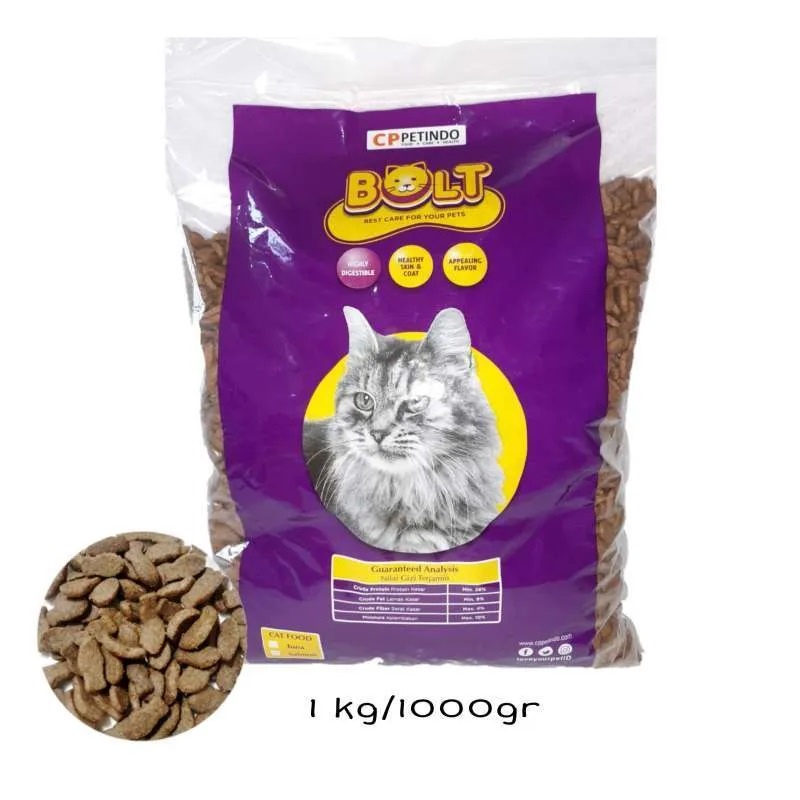 Makanan kucing BOLT repack 1kg cat food tuna