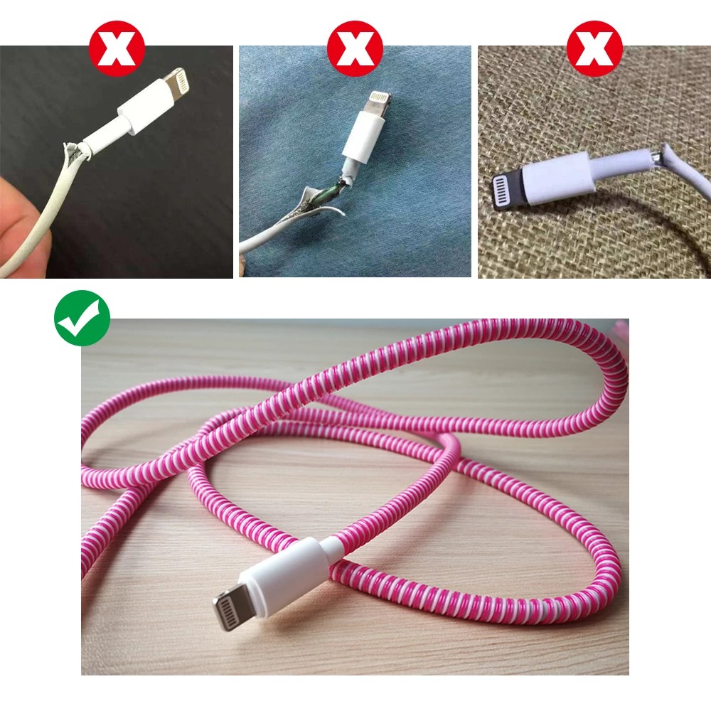 1.4M Colorful Phone Wire Cord Rope Plastic Protector Bobbin Winder/ USB Charging Cable Data Line Earphone Cover Spring Sleeve Twine