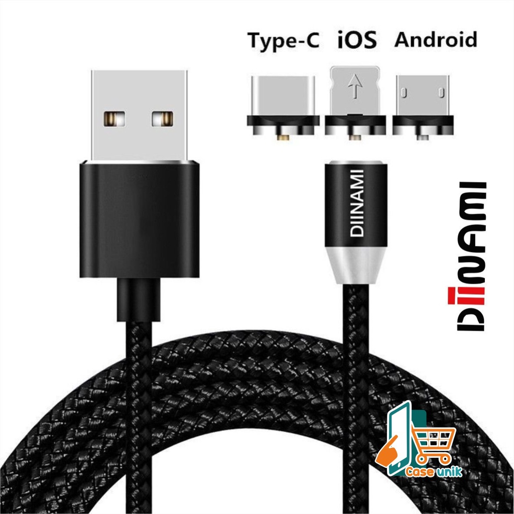 BM017 Kabel cable DIINAMI charger Cashan casan magnet magnetic 3in1 Micro iPhone tipe c fast charging 2.4A CS3249