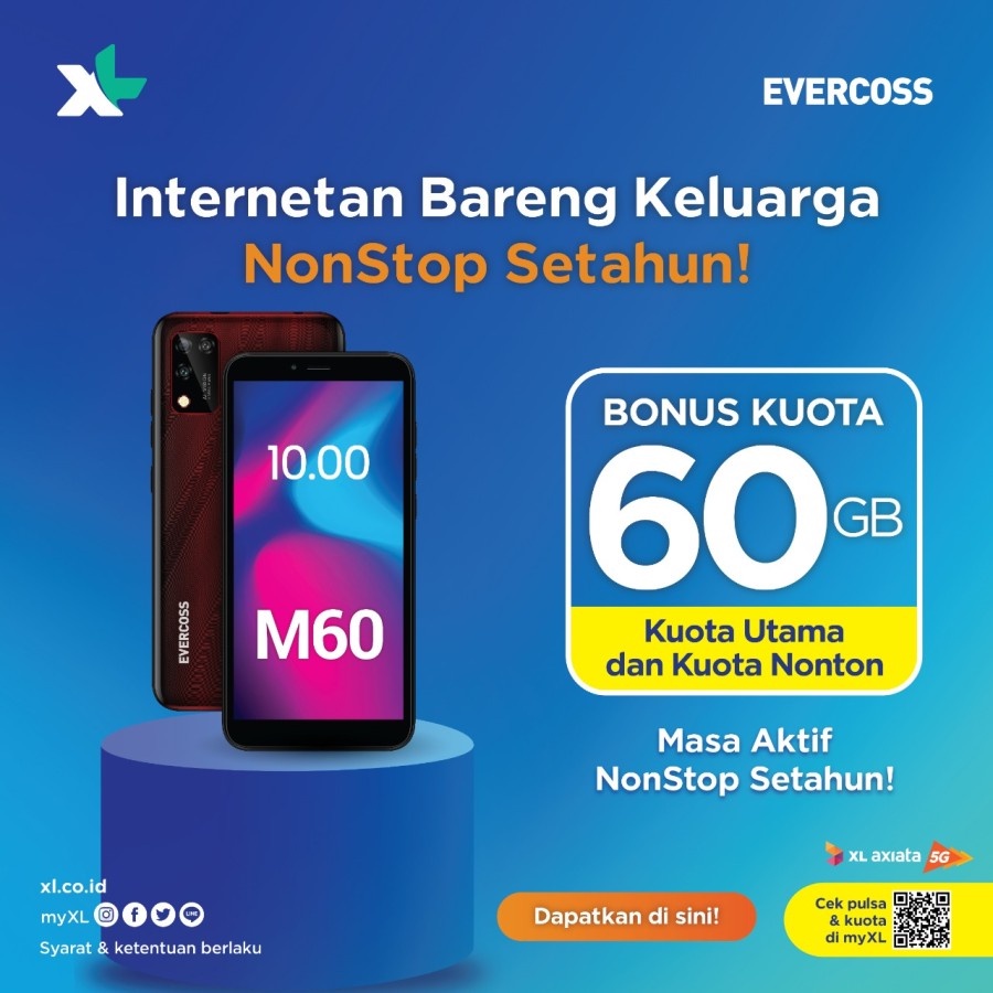 EVERCOSS M60 2/16 RAM 2GB INTERNAL 16GB GARANSI RESMI