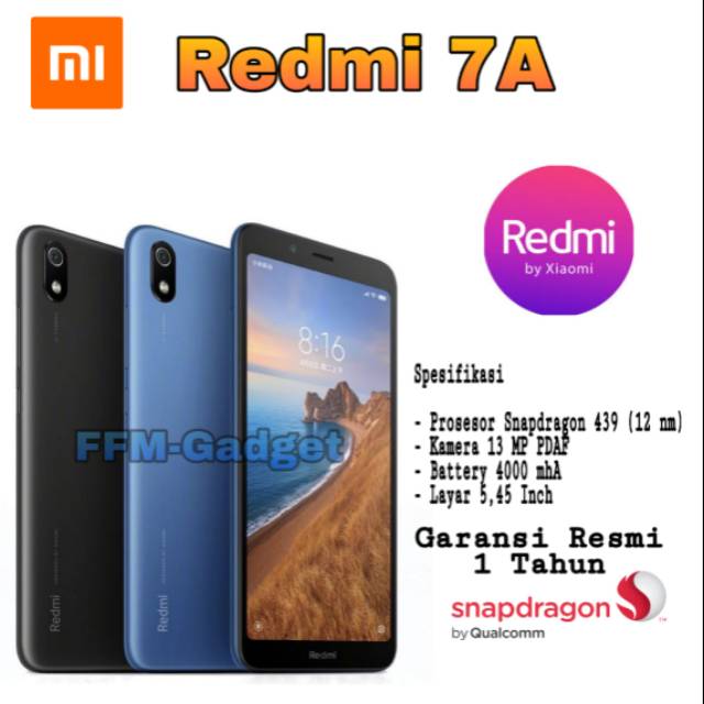 Xiaomi Redmi 7A Garansi Resmi BNIB No Repack Ram 2/16 GB