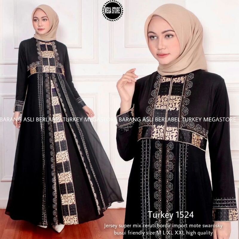 Gamis Turkey Hitam Terbaru Turkey 1524 Fashion Muslim Abaya Gamis Abaya Arab