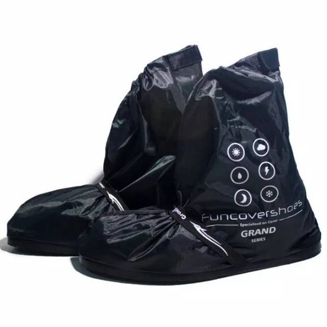 jas hujan sepatu anti becek air / Jas sepatu cover shoes mantel hujan anti air Funcover cosh black