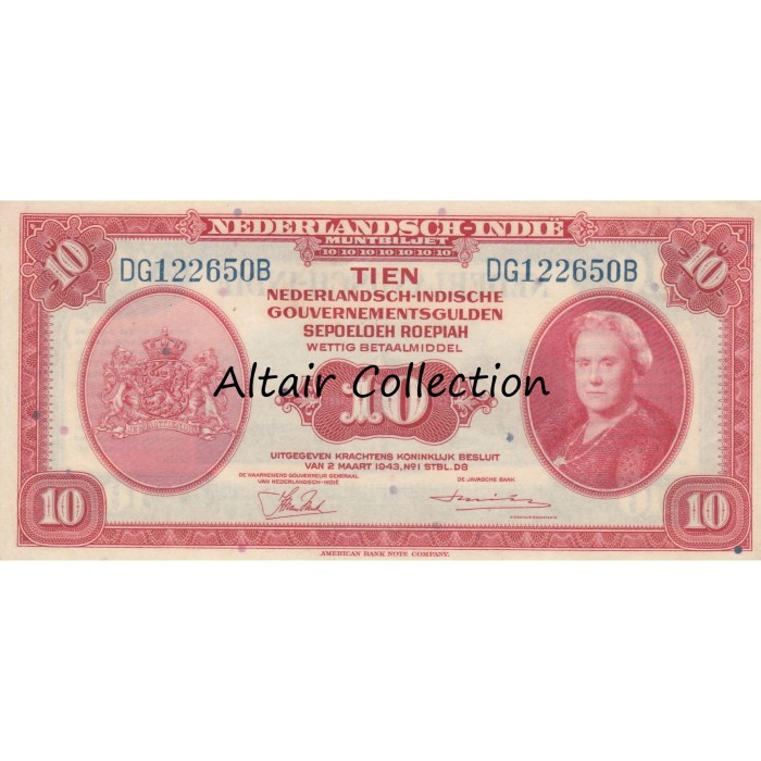 Uang Kuno 10 Gulden 1943 NICA