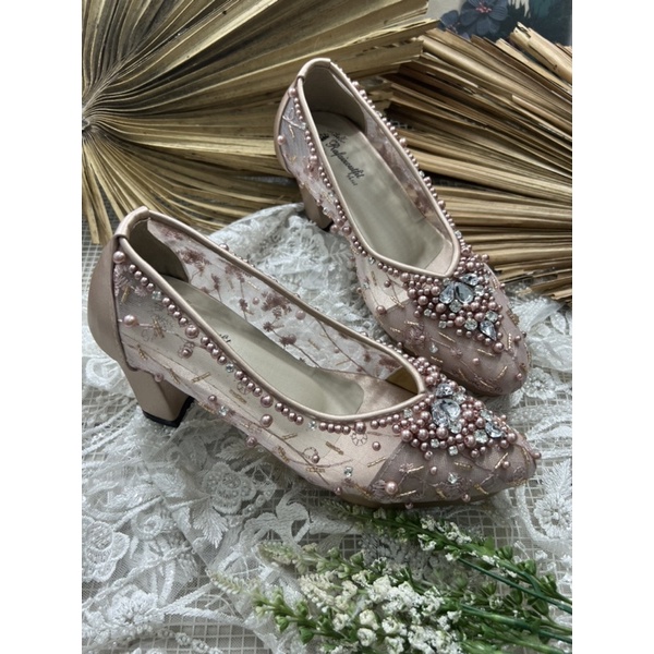 sepatu wedding Rafaizoutfit sepatu syahera shoes rosegold tinggi 7cm