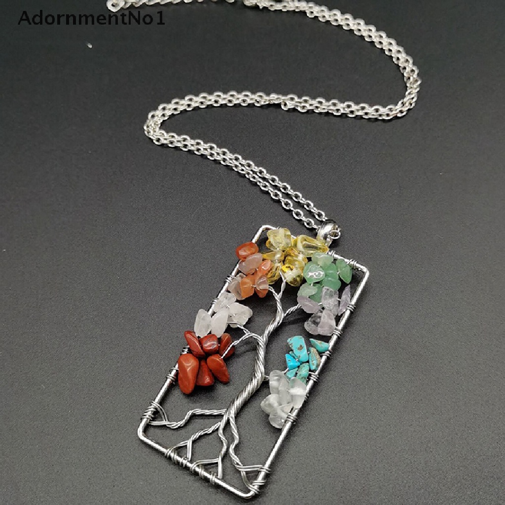 (AdornmentNo1) Kalung Tali Dengan Liontin Pohon Kehidupan 7 Chakra Handmade Untuk Wanita