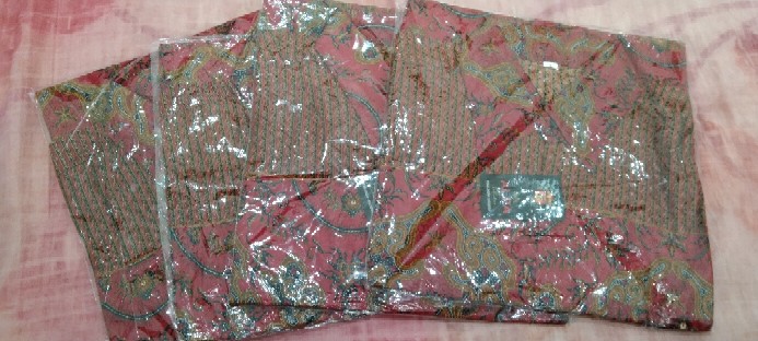 Hem Kemeja Batik Pria Cowok Lengan Pendek Warna Merah Casual Formal Kerja Murah M L Xl