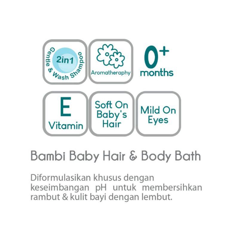 Bambi Baby Hair and Body Bath 200ml / sabun 2 in 1 shampoo bambi