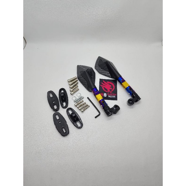 Spion Tomok V2 Karbon Gagang Twotone Plus Breket Fairing Universal Semua Motor Beat Vario Scoopy Pcx Sonic Mio Nmax Aerox Lexi Satria Vixion Jupiter Ninja Dan Motor Lainnya