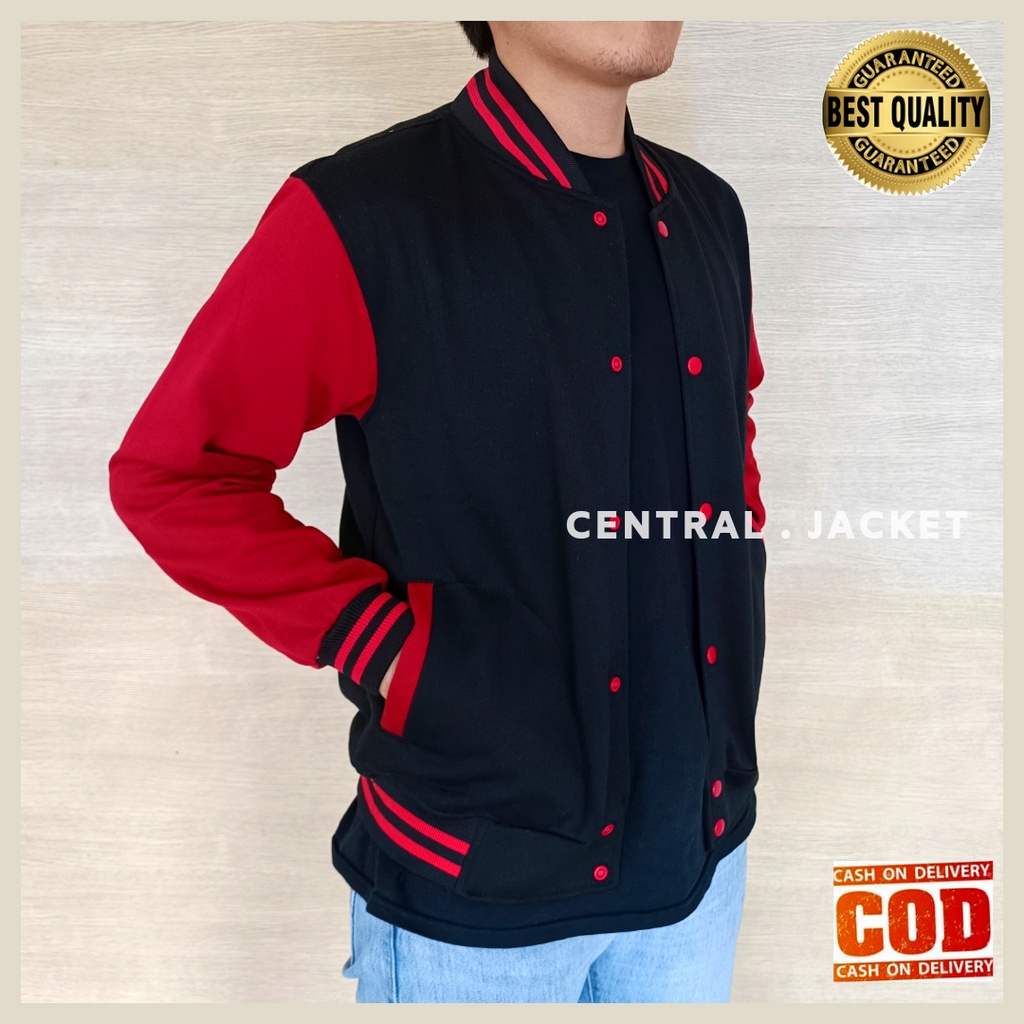 Jacket Varsity Baseball Pria - Baseball Fleece Casual Pria - Jacket Model Polos - Fashion Anak Muda