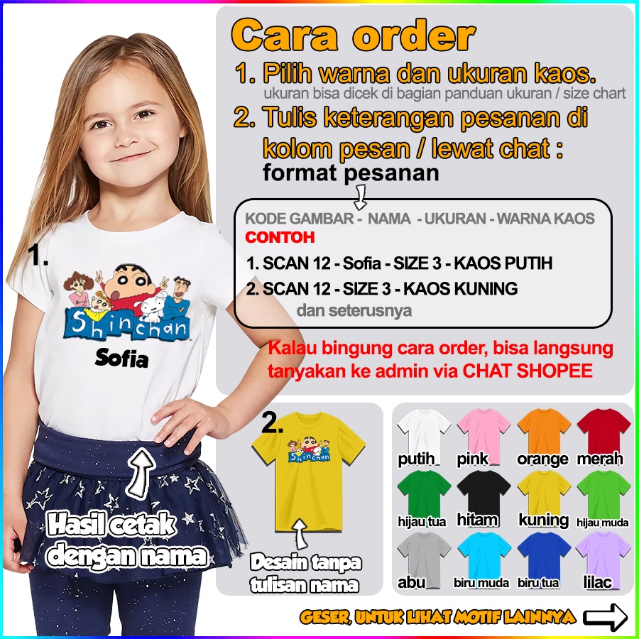 [FREE NAMA!!] Baju Kaos ANAK DAN DEWASA CRAYON SHINCAN SINCHAN BANYAK MOTIF