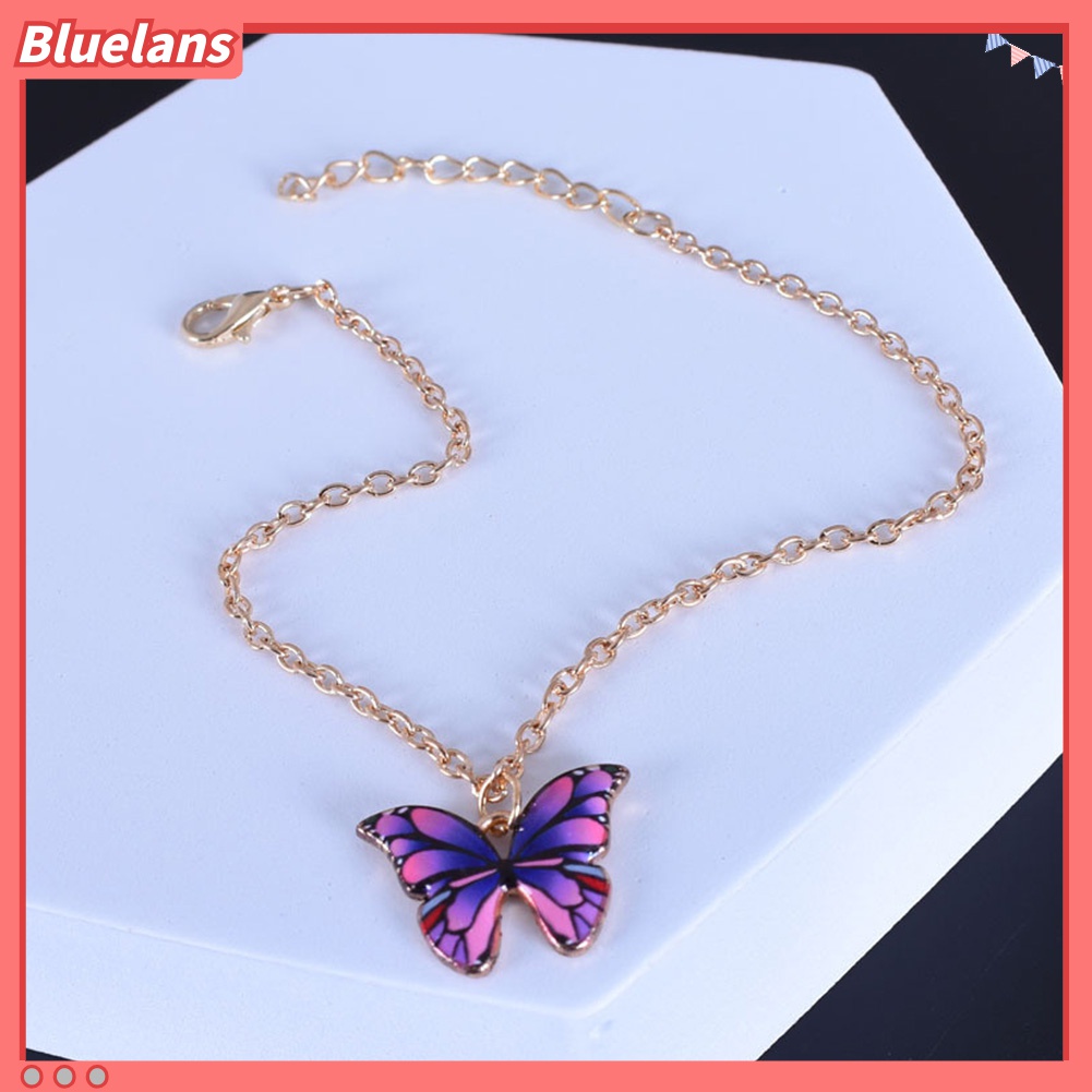 Gelang Kaki Liontin Butterfly Warna-Warni Bahan Alloy Untuk Wanita