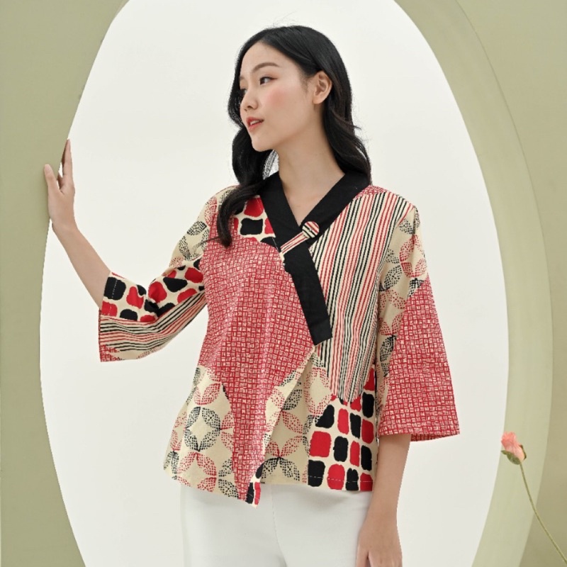 Atasan Batik 262 SMP/ Blouse Batik Wanita/ Batik Kimono/ Seragam Batik/ Batik Couple/ Batik Wanita Jumbo